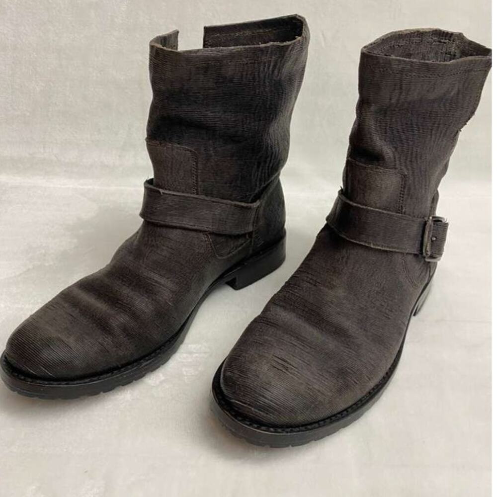Frye Leather Boot Natalie Engineer Short Dark Grey Charcoal Boots Sz 8.5 - Picture 3 of 9